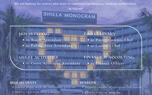 SHILLA MONOGRAM CAREERS tuyển Thực tập sinh